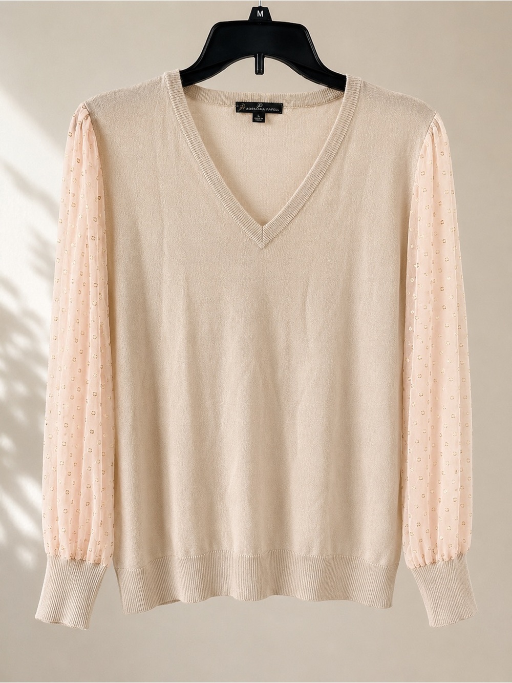 Adrianna Papell Blush V-Neck Knit Top